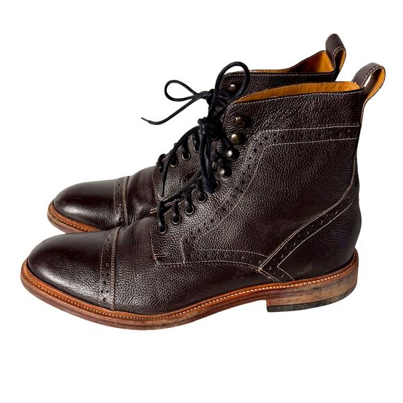 Stacy Adams Madison Boots Mens sz 10.5 D Brown Leather Lace Up Cap Toe - Picture 4 of 7